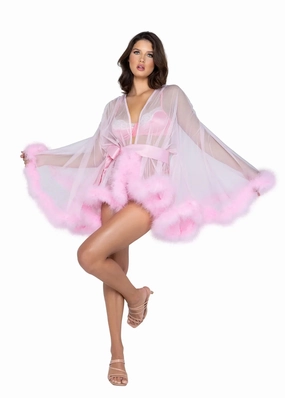 Roma Confidential Burlesque Hollywood Glam Luxury Mini Robe Baby Pink