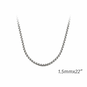 Silver-tone Box Chain - 1.5 mm x 22" Length
