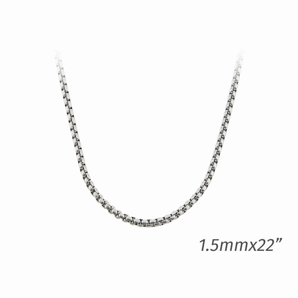 Silver-tone Box Chain - 1.5 mm x 22" Length