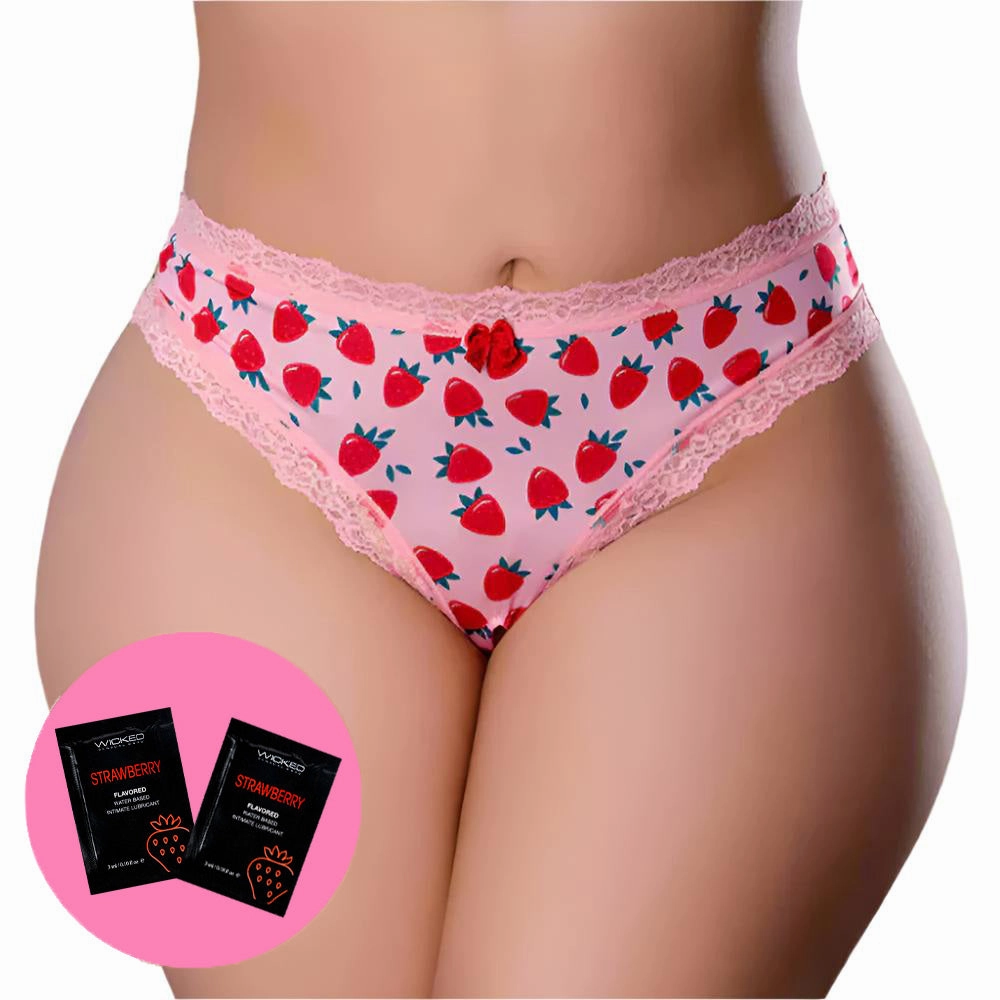 Sweet Treats Crotchless Thong & Flavoured Lubricant - Curvy