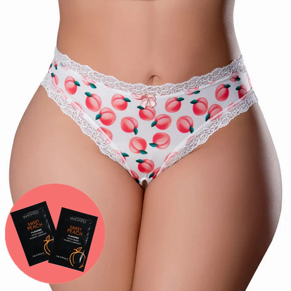 Sweet Treats Crotchless Thong & Flavoured Lubricant - Curvy