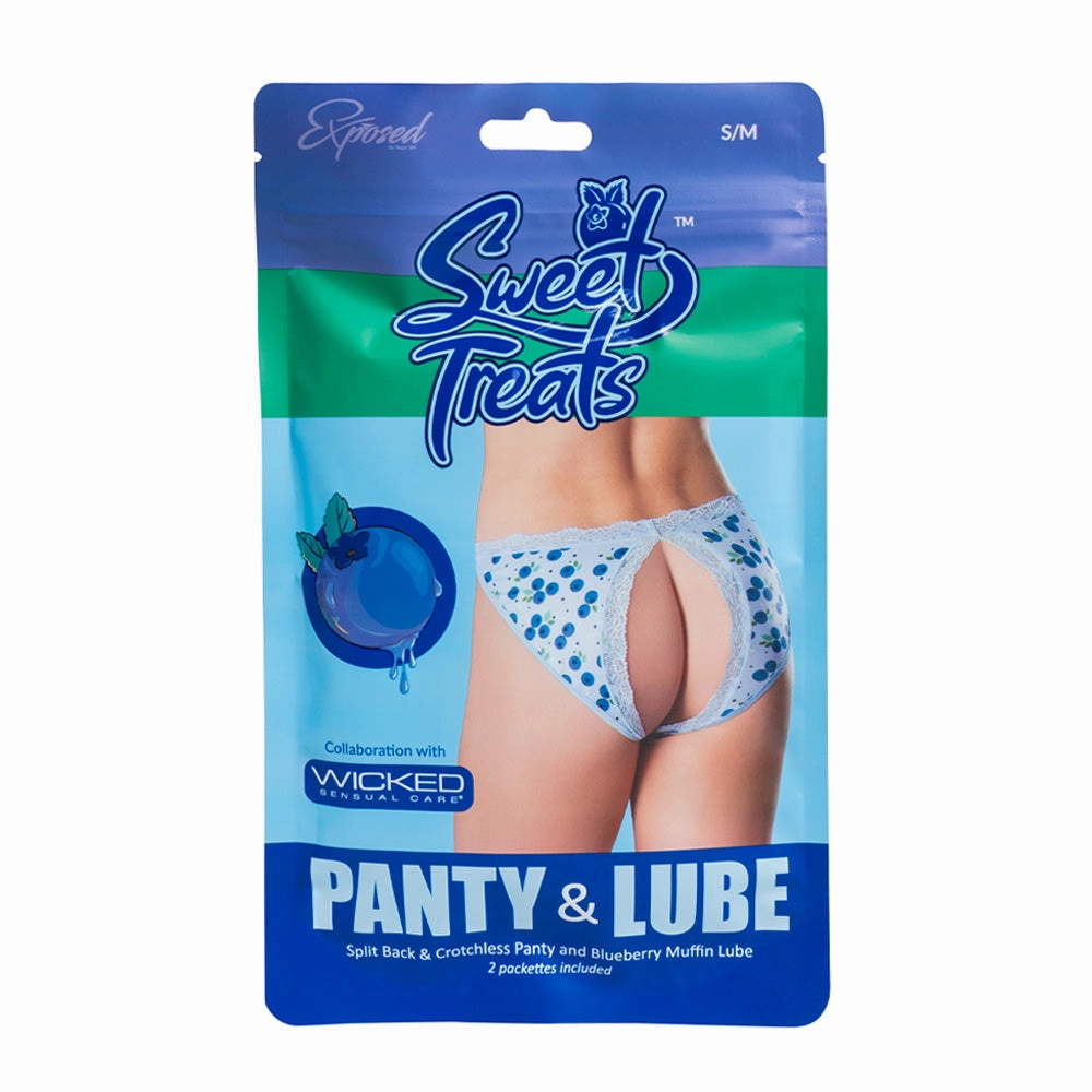 Sweet Treats Split-Back Crotchless Panty & Flavoured Lubricant