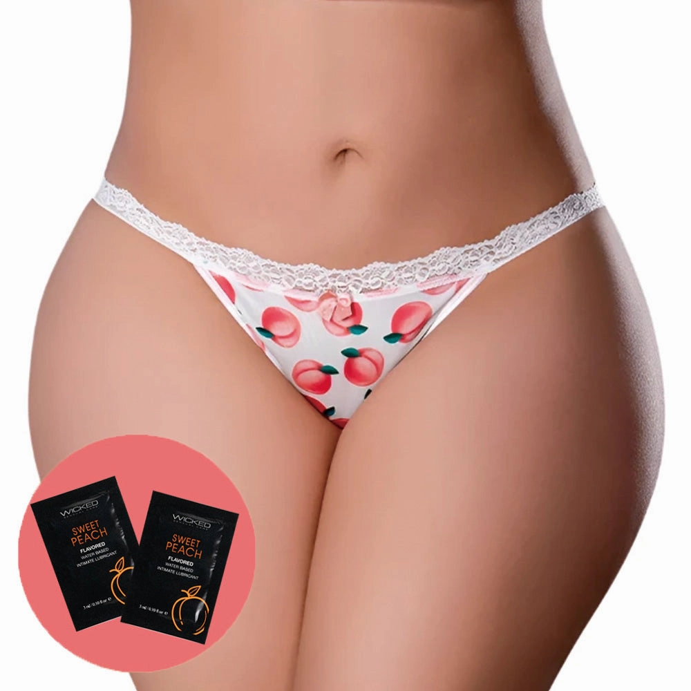 Sweet Treats Split-Back Crotchless Panty & Flavoured Lubricant - Curvy