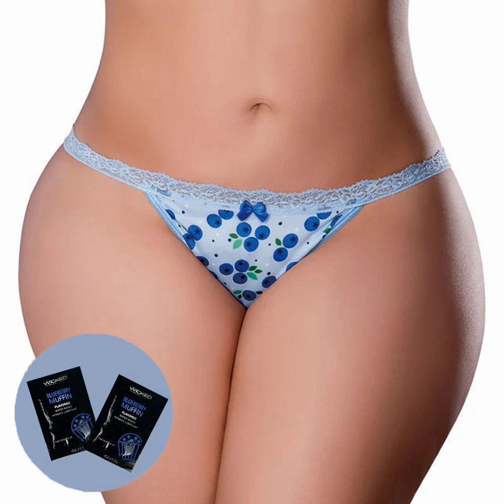Sweet Treats Split-Back Crotchless Panty & Flavoured Lubricant - Curvy