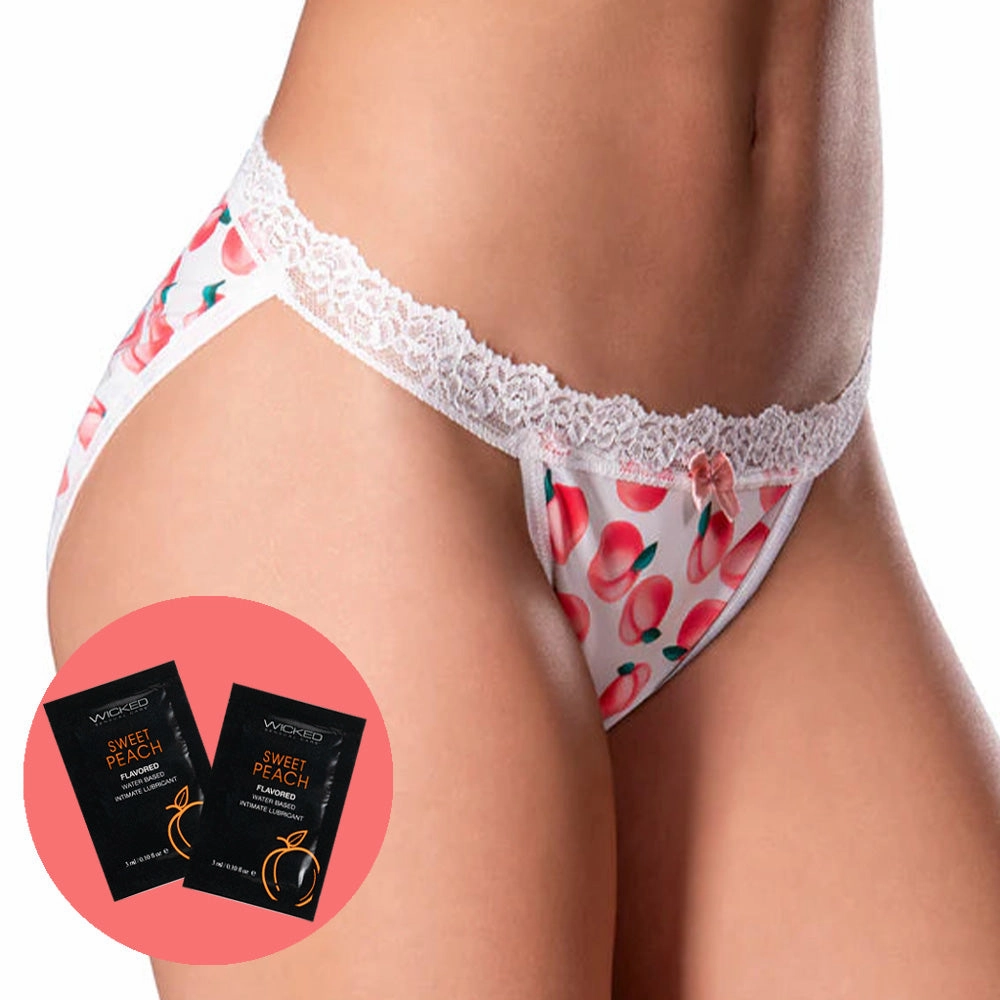 Sweet Treats Split-Back Crotchless Panty & Flavoured Lubricant