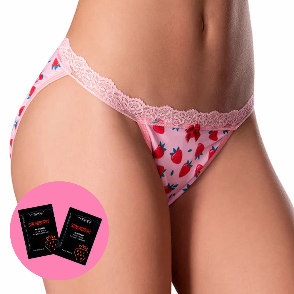Sweet Treats Split-Back Crotchless Panty & Flavoured Lubricant