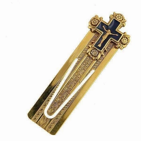 Symbols Of Faith Blue Enamel Crucifix Small Bookmark