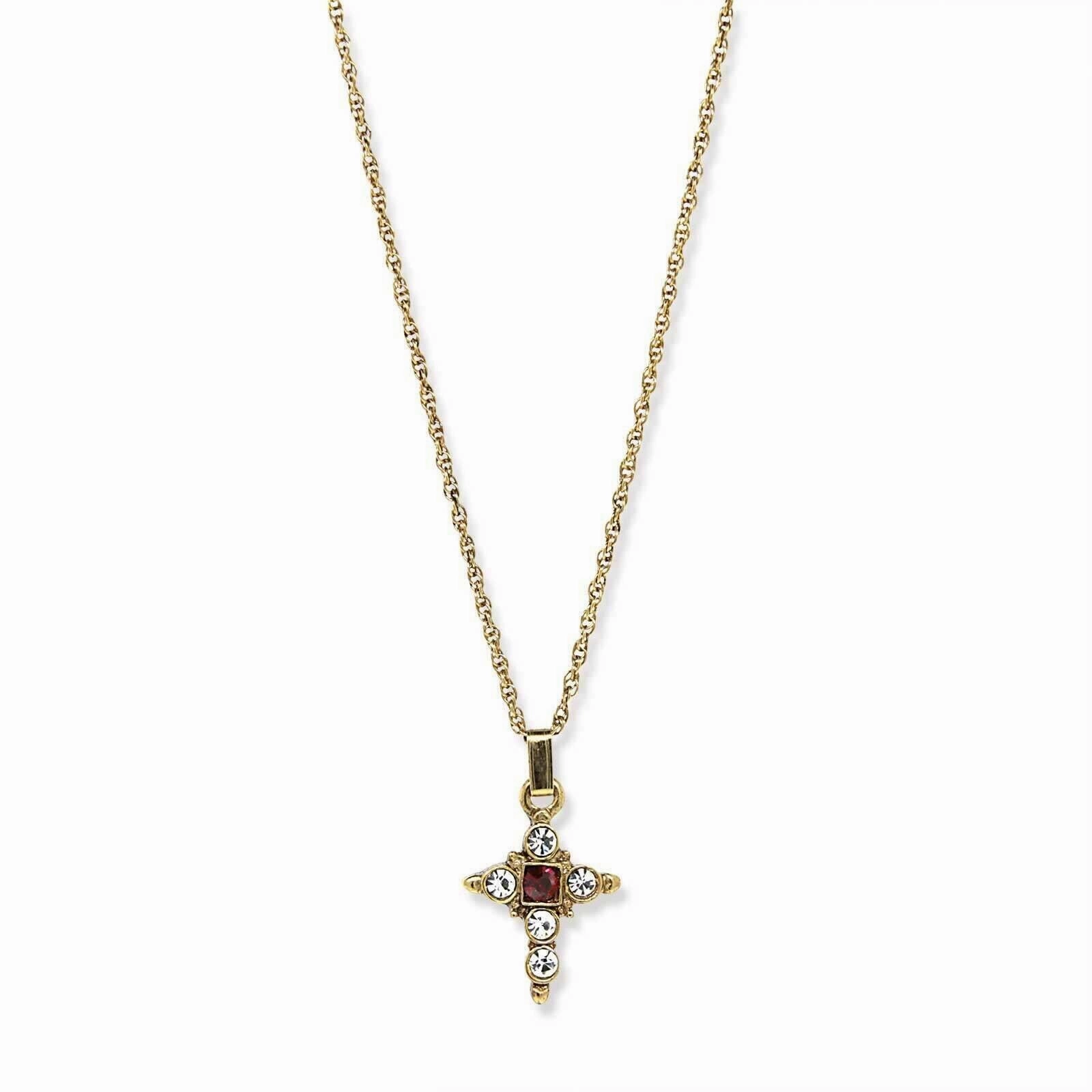 Symbols Of Faith Crystal Cross Pendant Necklace 16"   3" Extender