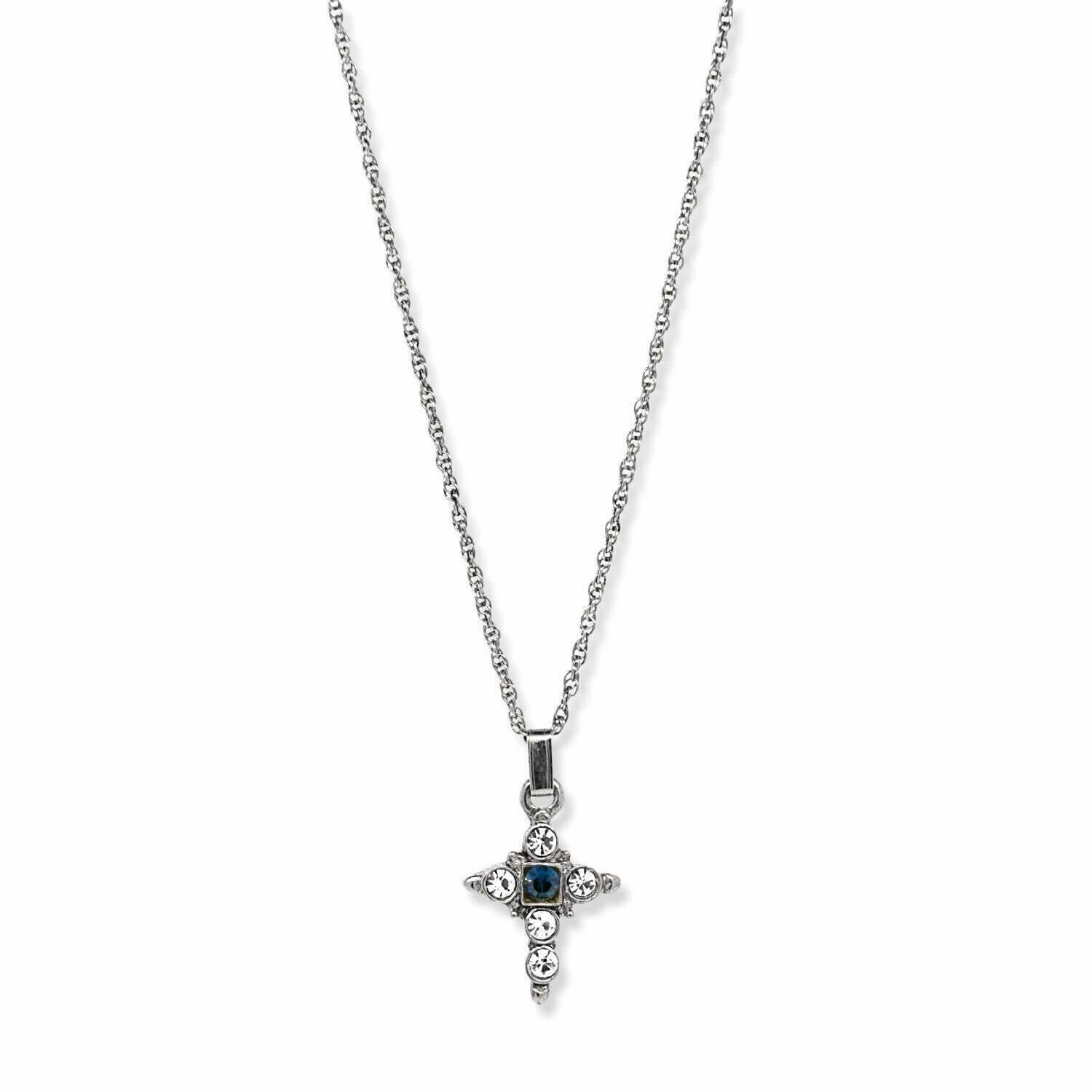 Symbols Of Faith Crystal Cross Pendant Necklace 16"   3" Extender