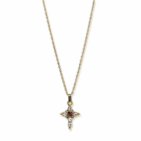 Symbols Of Faith Crystal Cross Pendant Necklace 16"   3" Extender