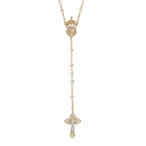 Symbols Of Faith Crystal Two Rings And Crucifix Medallion Wedding Rosary 20