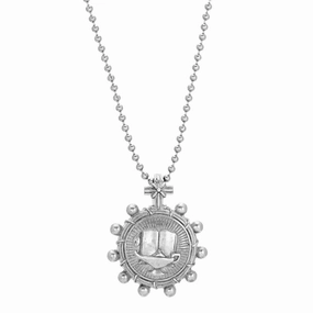Symbols Of Faith Double Sided Lamp And Bible Rosary Reliquary Pendant Necklace 22"