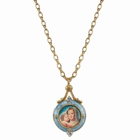 Symbols Of Faith Enamel Mary And Child Locket Necklace 18"