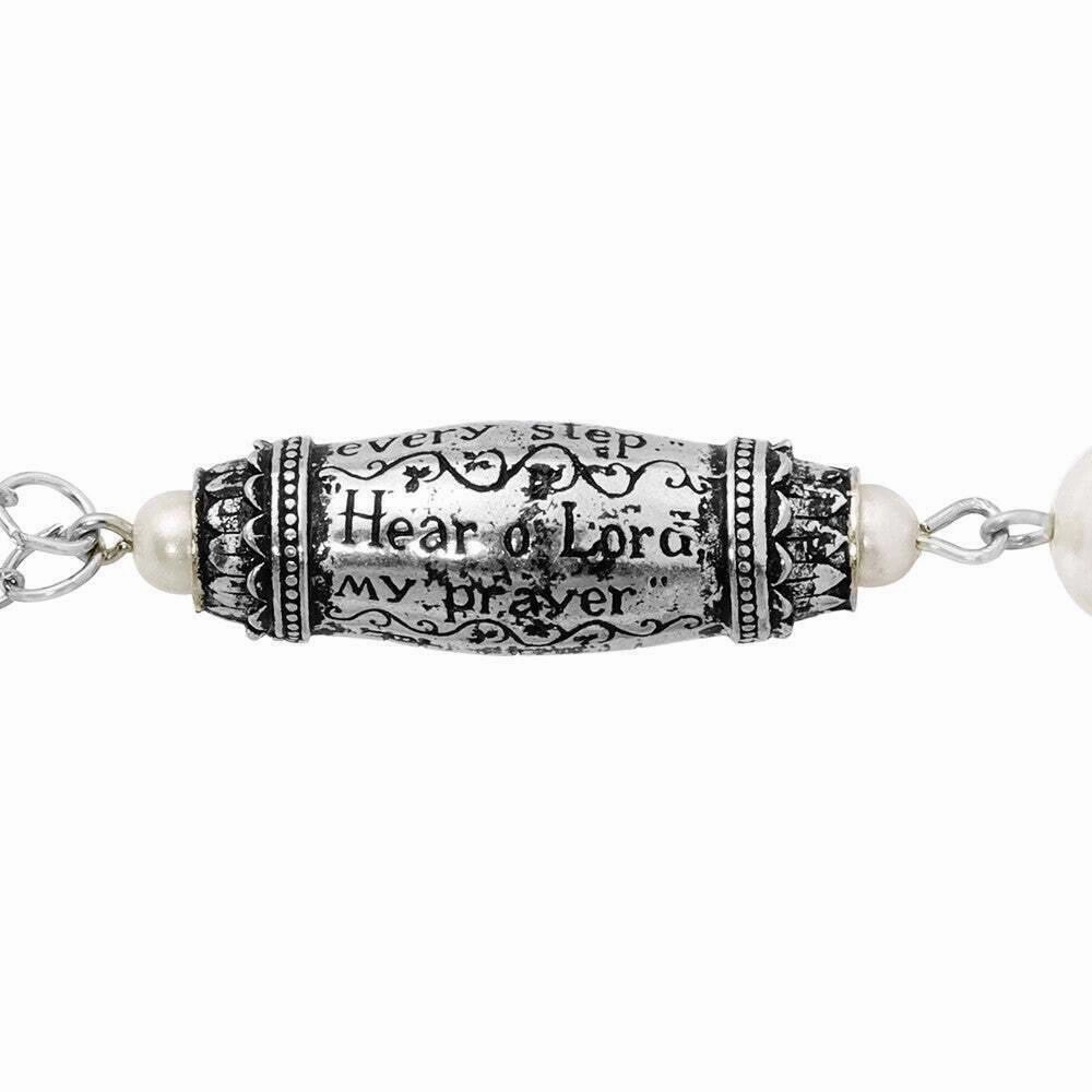 Symbols Of Faith Faux Pearl Scroll Scripture Pendant Necklace 28"