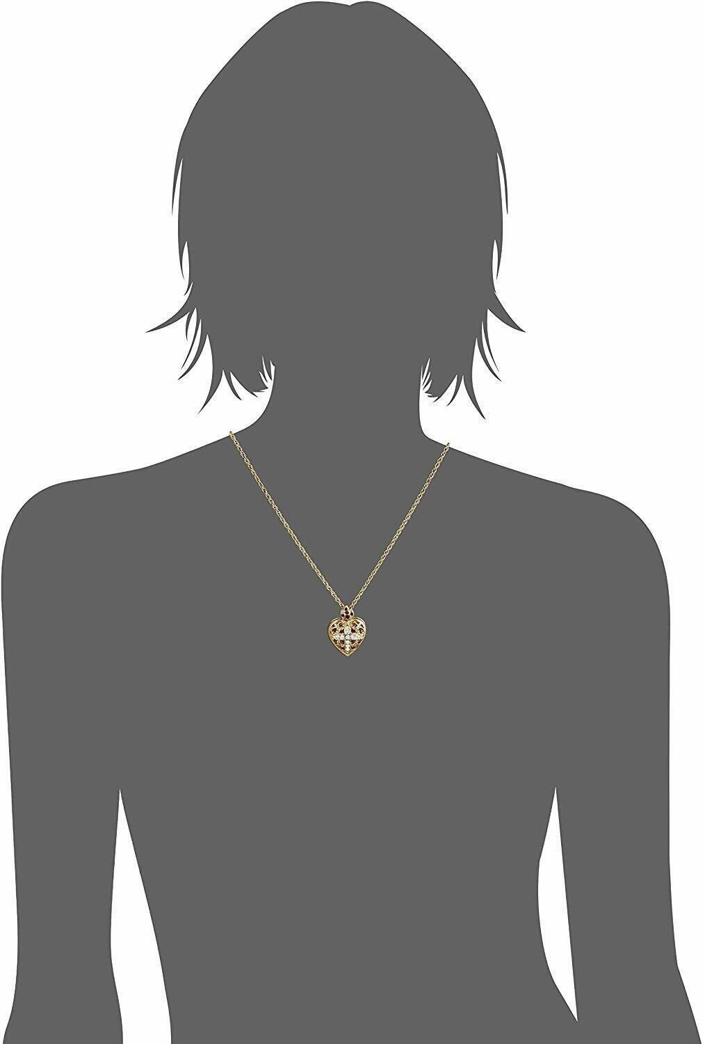 Symbols Of Faith Red & Clear Crystal Heart Cross Locket Necklace 18"