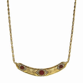 T.R.U. Carnelian Red And Black Diamond Crystal Collar Necklace 16"   3" Extension