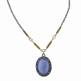 T.R.U. Oval Gemstone Crystal Pendant Necklace 16"   3" Extender