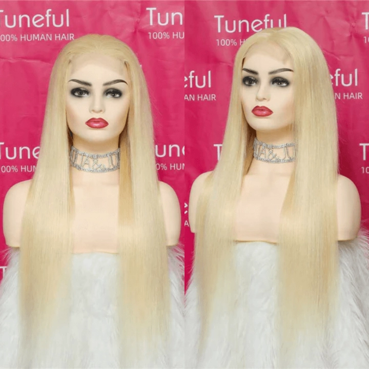 Tuneful 613 Blonde 4x4 HD Lace Closure Human Hair Wigs 180% Density