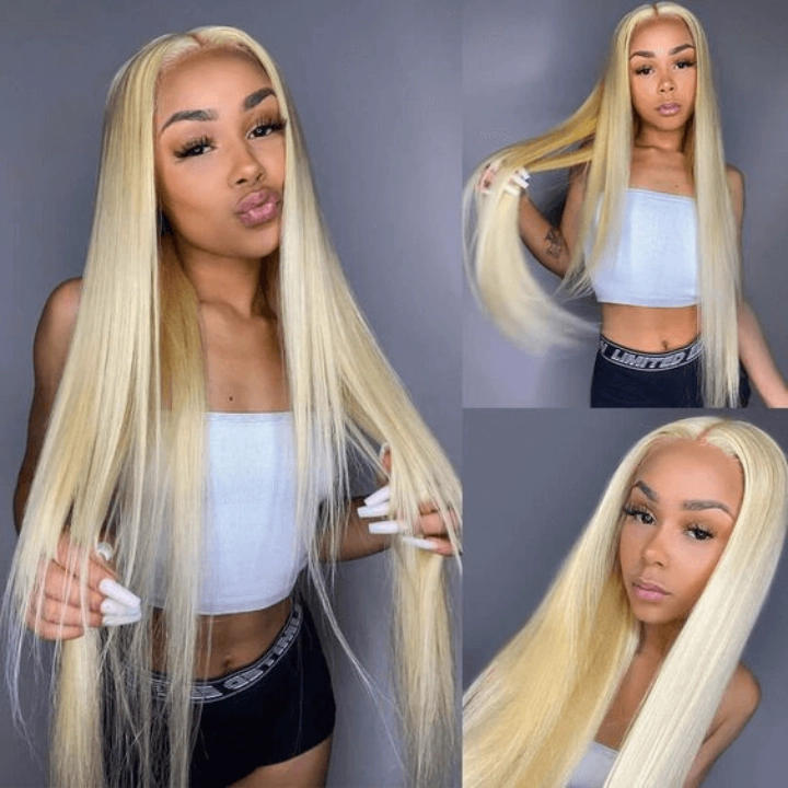 Tuneful 613 Blonde 4x4 HD Lace Closure Human Hair Wigs 180% Density