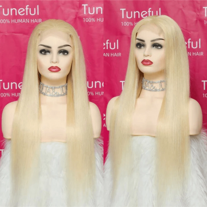 Tuneful 613 Blonde 4x4 HD Lace Closure Human Hair Wigs 180% Density