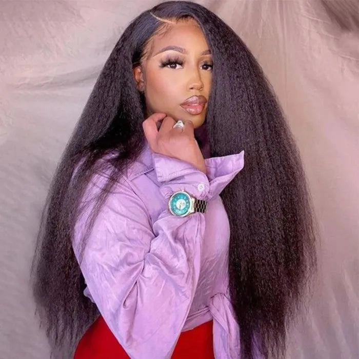 Tuneful No Lace No Glue V Part 100% Virgin Human Hair No Leave Out Kinky Straight Wigs