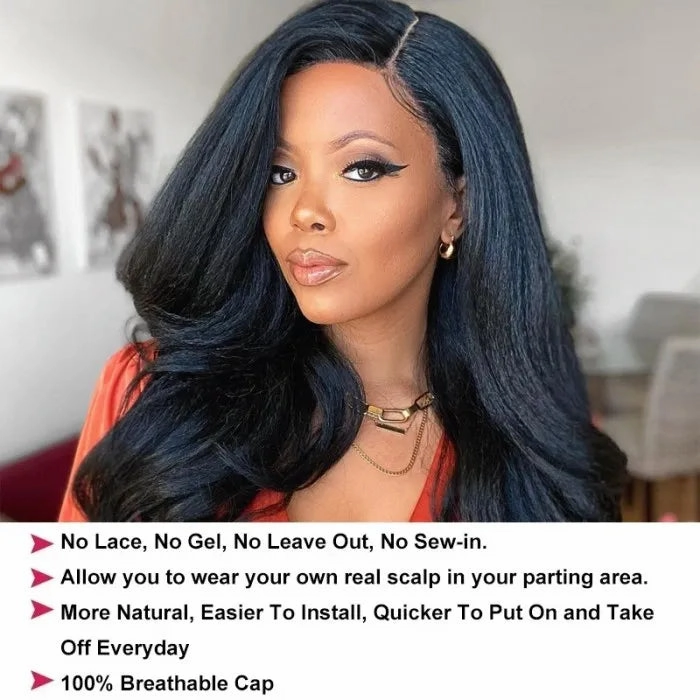 Tuneful No Lace No Glue V Part 100% Virgin Human Hair No Leave Out Kinky Straight Wigs