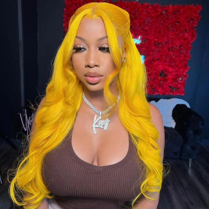 Tuneful Special Customise Yellow Colored 13x4 13x6 HD Lace Frontal Wigs 210% Density