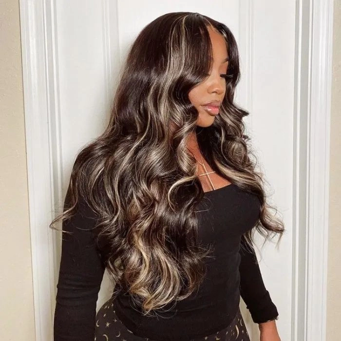 Tuneful Undetectable HD Lace #1B/27 Highlight 13×4 Full Frontal Wigs 5x5 HD Lace Body Wave Wigs