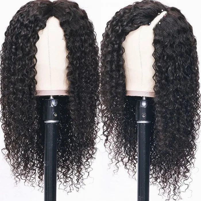 Tuneful Vpart Jerry Curly Wigs No Leave Out Natural Scalp Protective Style Upgraded U Part Wigs