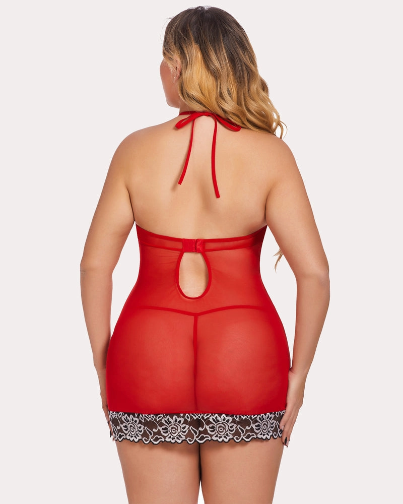 V-Neck Lace Babydoll Lingerie