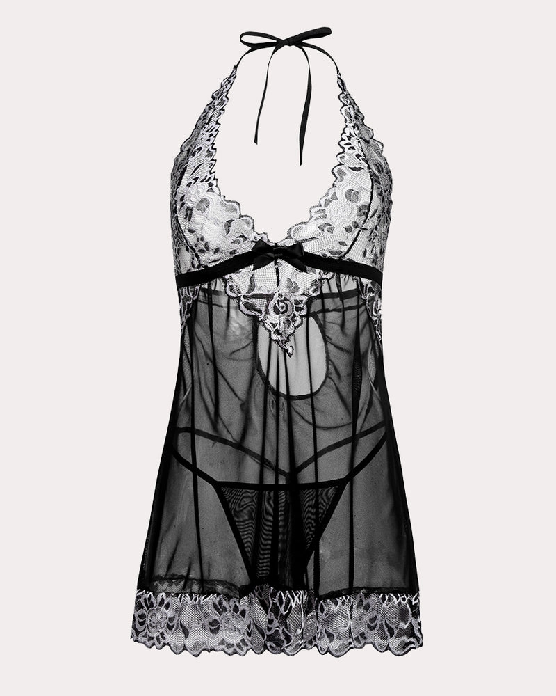V-Neck Lace Babydoll Lingerie