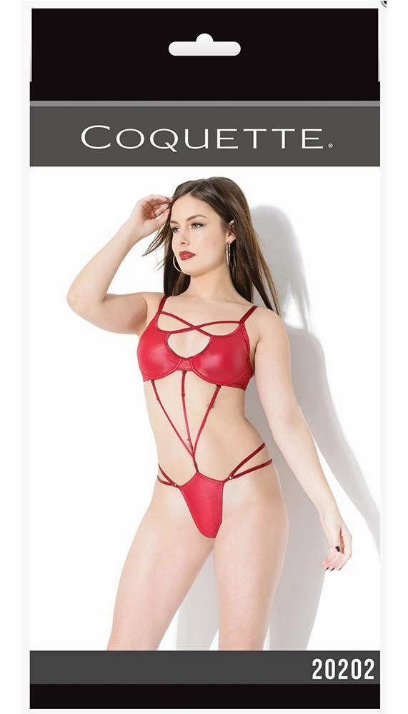 Wet Look Convertible Strappy Teddy