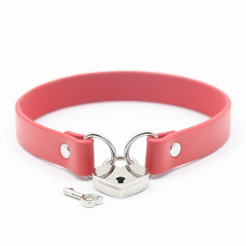 Yiwu Lockable Heart Padlock Faux Leather Choker